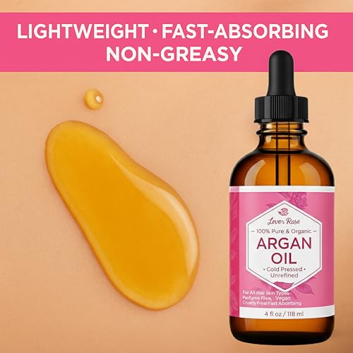 Leven Rose Organic Argan Oil - 100% Pure Moroccan Hair & Skin Oil, 4 oz