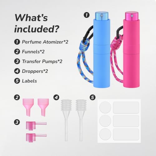 Lulupack Refillable Perfume Spray Bottles 8ml Keychain Set - Black & White