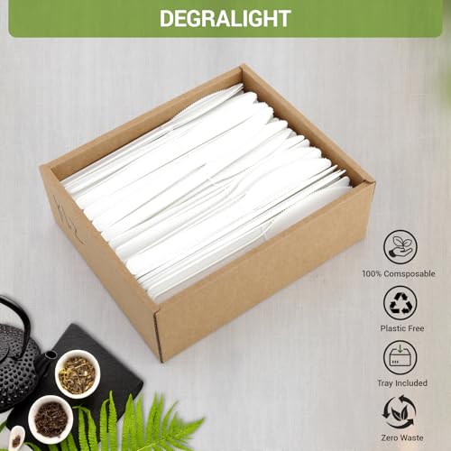 Degralight 100% Compostable CPLA Knives - 200 Pack, Durable & Eco-Friendly