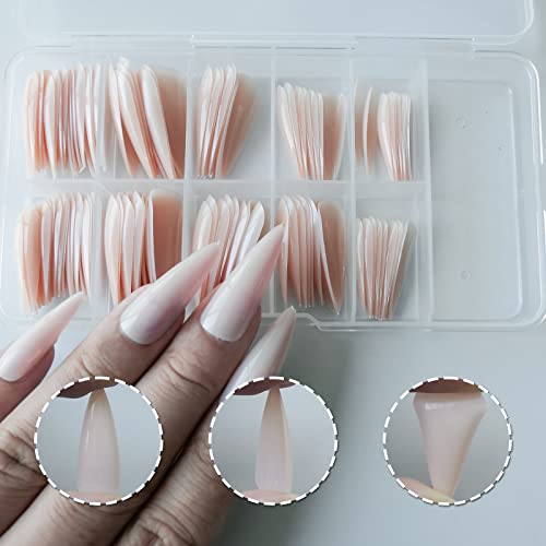 Lifextol Extra Long Nude Stiletto Press-On Nails 120pc Kit