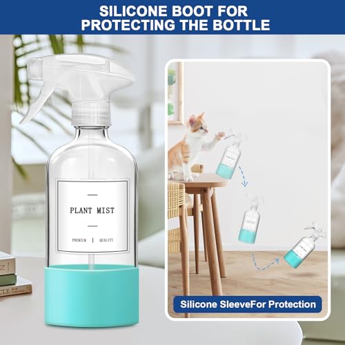 Walkinstin 17oz Glass Spray Bottles with Silicone Boots - 3 Pack