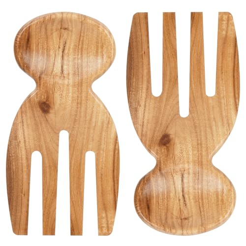 Acacia Wooden Salad Tongs Set - 2pcs Ergonomic Salad Hands