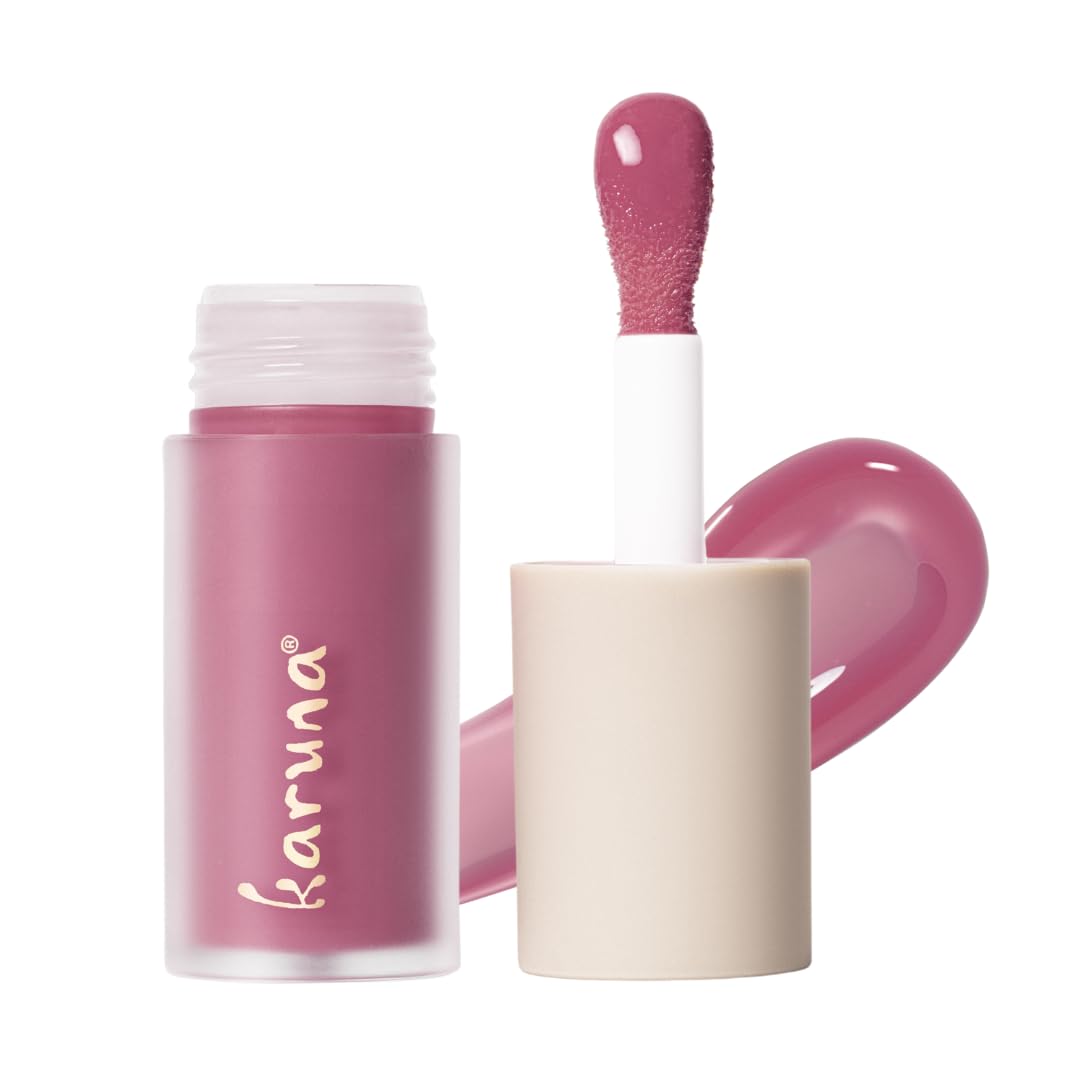 Karuna Tinted Lip Oil - Dream Cool Mauve Lip Tint with Vegan Collagen & Peptides | Hydrating K-Beauty Lip Stain
