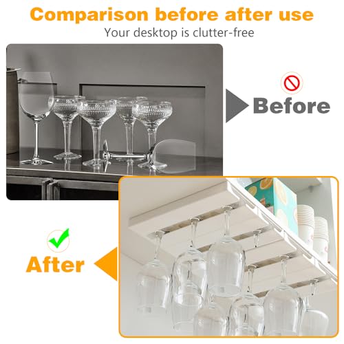 DESONAUT Wine Glass Holder Rack - 2 Pcs Under Shelf Storage