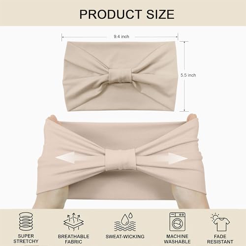 YONUF Wide Headbands for Women 6-Pack - Knotted, Breathable & Comfortable