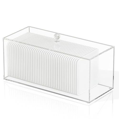 Acrylic Clean Pad Storage Box with Lid - Horizontal Organizer for Vanity