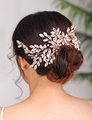 Denifery Silver Bridal Hair Comb with Pearls & Rhinestones