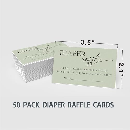 Diaper Raffle Sign & 50 Tickets - Moss Green Baby Shower Decorations