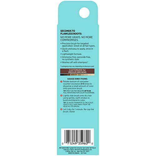 L'Oreal Paris Magic Root Precision Pen - Temporary Gray Hair Concealer, Medium Brown, 0.05 fl oz