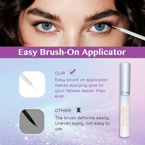 Gekinye Clear Lash Glue 24Hr Hold - Quick Drying, Latex-Free, 1 Pack (Clear) for Strip & Cluster Lashes