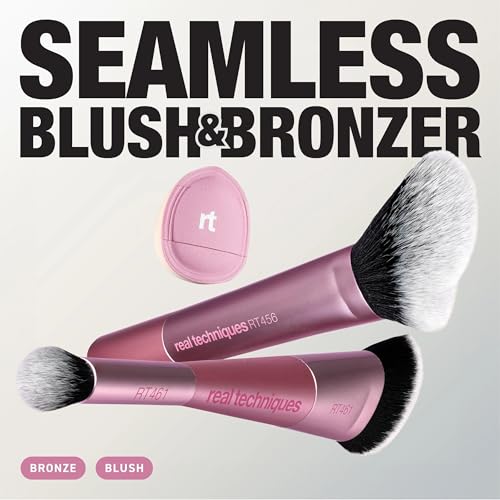 Real Techniques Cheeky Trio Makeup Brush Set with Powder, Blush & Bronzer Brushes
