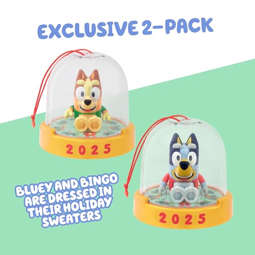 Bluey and Bingo Christmas Ornament Pack - 2 Poseable Mini Figures