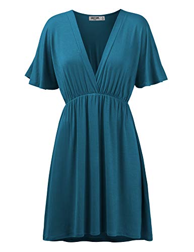 Lock and Love Women's Kimono Style Deep V Neck Dress 3X-Large