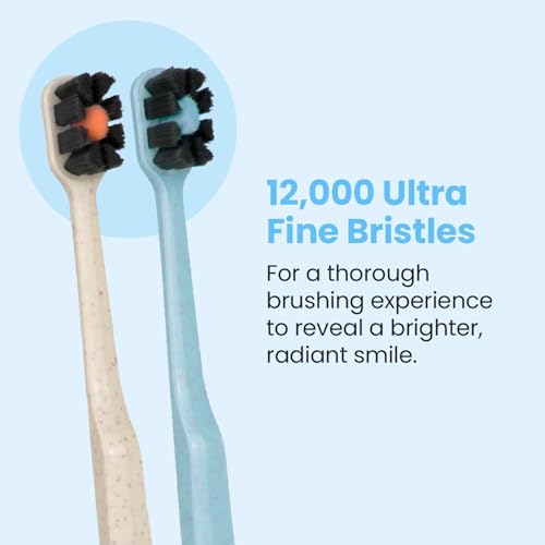 Lindo EcoCare Blue Charcoal Toothbrush Pack of 4 - Soft Bristles for Sensitive Gums