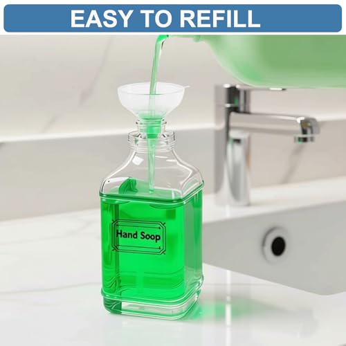 BPFY 3 Pack 17oz Clear Glass Soap Dispensers with Pump - Modern Square Design