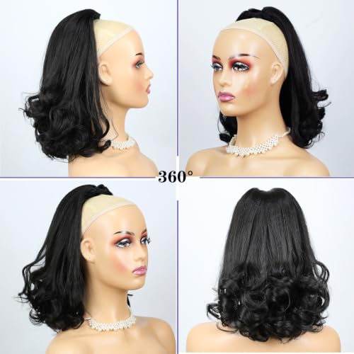 16-Inch Kinky Yaki Drawstring Ponytail - Natural Synthetic Hair Extension