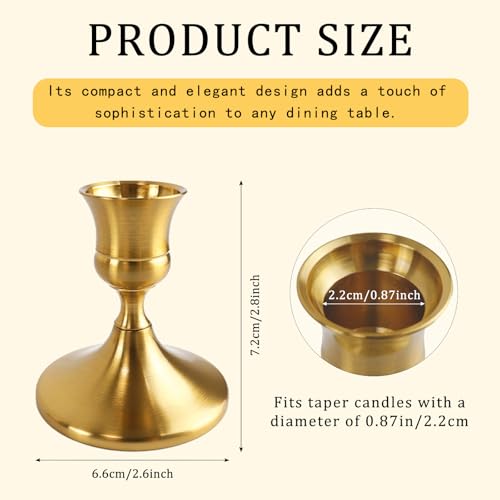 4PCS Gold Brass Taper Candle Holders Set for Home Decor