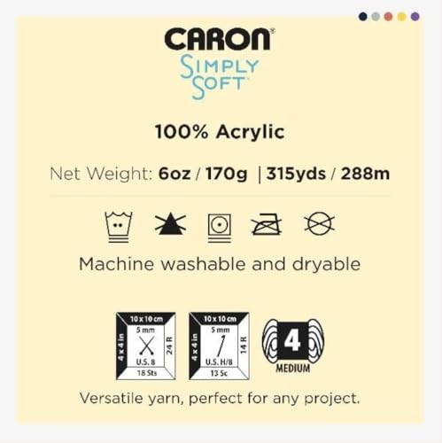 Caron Simply Soft Party Yarn - Metallic Silver, 3 oz for Knitting & Crochet
