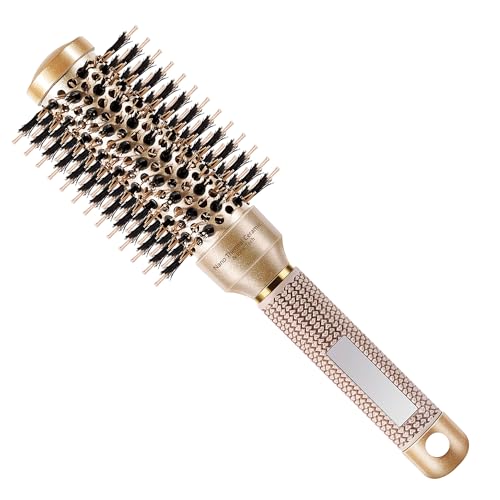 SIMPOR Gold Round Hair Brush 1.3" - Nano Ceramic Ionic Boar Bristles