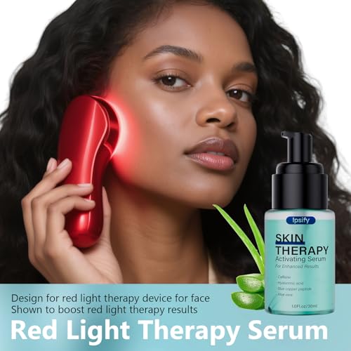 Red Light Therapy Face Serum with Hyaluronic Acid & Copper Peptides – Hydrating Anti-Aging Skin Care for Face & Neck, 1Oz