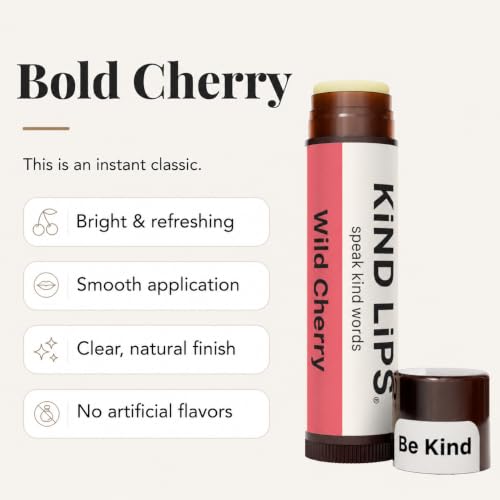 Kind Lips Organic Wild Cherry Lip Balm – Natural Moisturizing 3-Pack