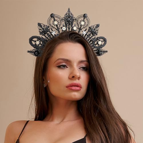 Black Sun Goddess Halo Crown Headpiece Boho Spiked Sunburst Headband
