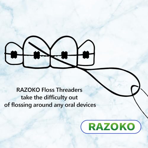 RAZOKO Dental Floss Threaders for Braces & Implants - 140 Count