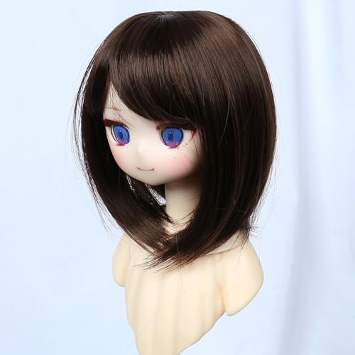 Short Dark Brown Wig for 8-9 Inch Head Dolls - BJD MSD Pullip