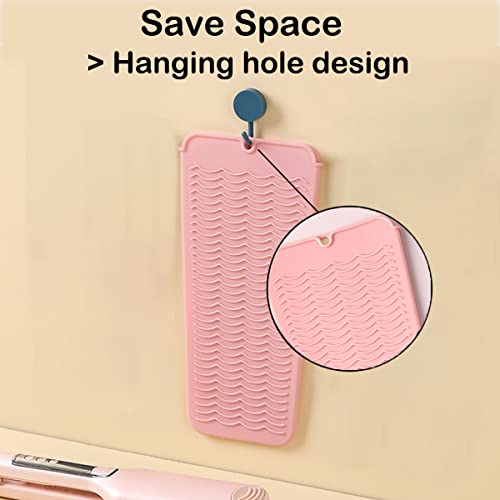 Heat Resistant Silicone Mat & Pouch for Curling Iron - Pink
