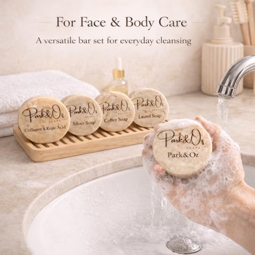PARK & OZ 4-in-1 Luxury Turkish Soap Set – Collagen, Coffee, Laurel & Silver