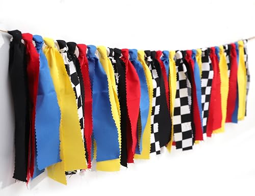 Black and Yellow Gingham Birthday High Chair Banner Garland