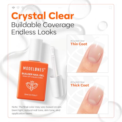 Modelones Clear Builder Nail Gel for Stronger Nails - UV/LED Cured