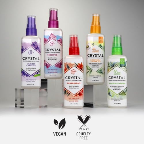 Crystal Essence Lavender & White Tea Mineral Deodorant Body Spray 4 oz Pack of 2