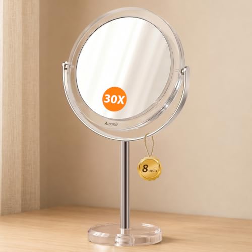 Auxmir 8" Double-Sided Makeup Mirror, 1X/30X Magnification