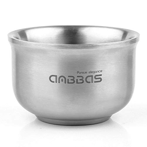 Anbbas 304 Stainless Steel Shaving Bowl - Double-Wall Lathering Mug