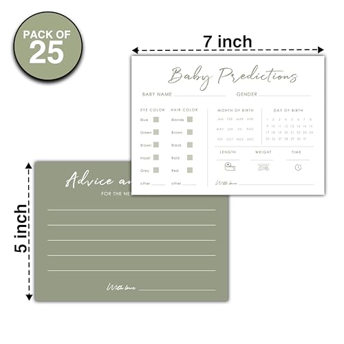 ISOVF Baby Shower Predictions and Advice Cards - 25 Pack, 5" x 7"