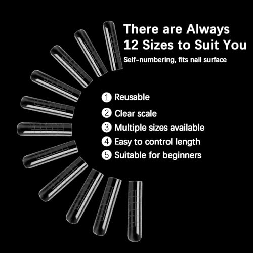 120 Pcs Poly Nail Extension Gel Forms - Coffin Shape with Scale