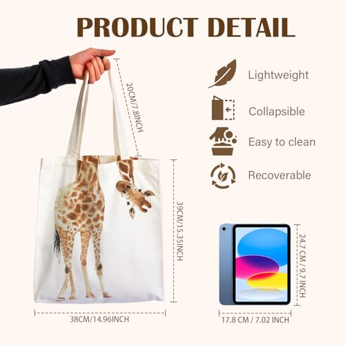 Animal Print Canvas Tote Bag for Women - Reusable Grocery Bag