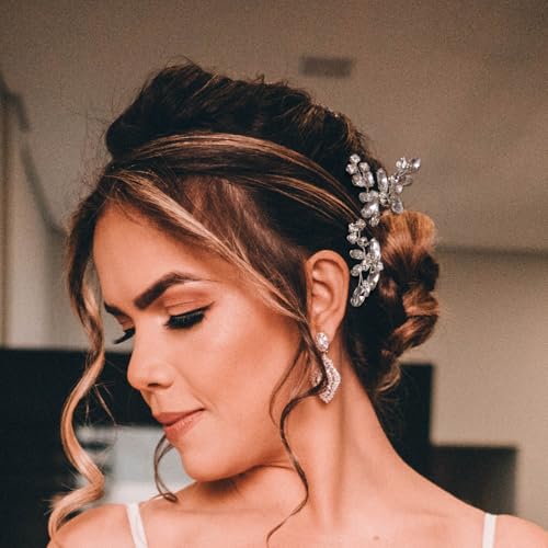 Waydress 6 Pcs Bridal Hair Clips - Crystal Rhinestone Floral Pins