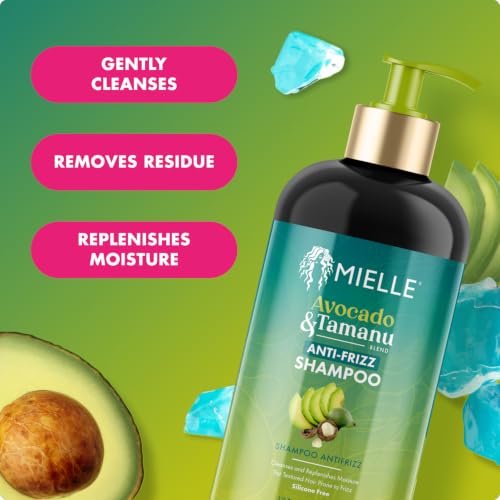 Mielle Organics Avocado & Tamanu Anti-Frizz Shampoo, 12oz - Sulfate Free for Curly & Straight Hair