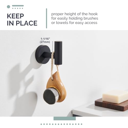 Matte Black Towel Hook - Rustproof 304 Stainless Steel Robe Holder