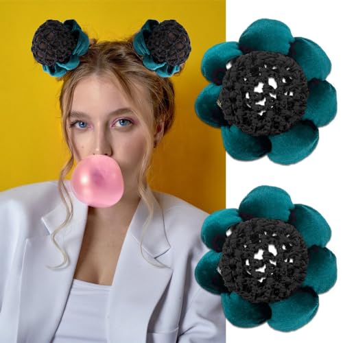 Thinslimer Pack of 5 Large Ballet Hair Bun Covers with Flower Elastic Ponytail Holders