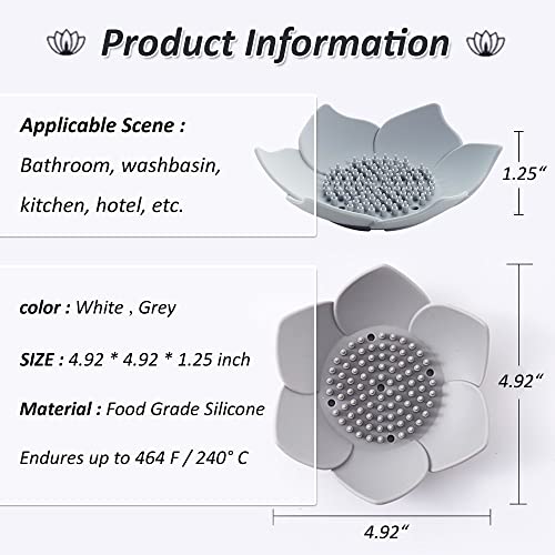 Silicone Soap Tray Holder with Automatic Drainage - 4 Pack