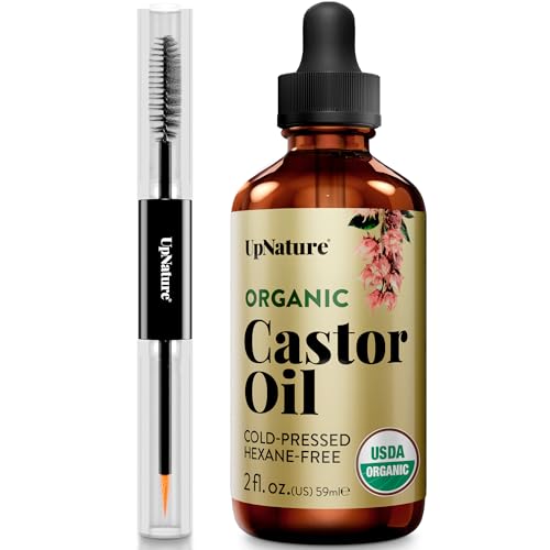 UpNature Lash Serum for Eyelash Growth - 100% USDA Organic Castor Oil for Eyelashes and Eyebrows Hexane Free (2oz Glass Bottle)