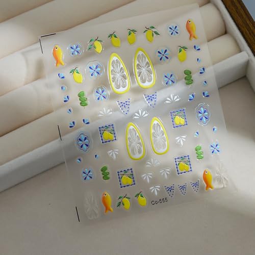 Bohemia Lemon Nail Stickers - Self-Adhesive Summer Nail Art Decals
