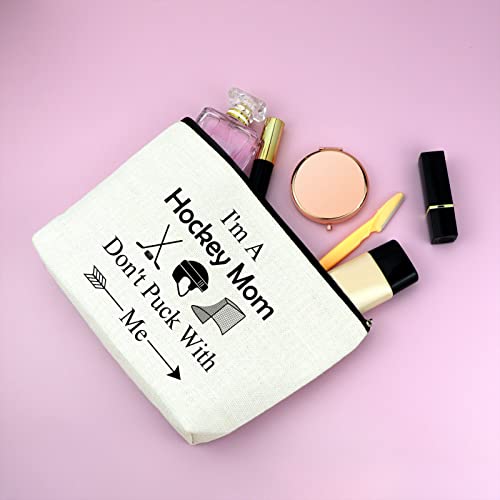 I'm a Hockey Mom Don't Puck with Me 3PCS Makeup & Zipper Pouch Gift for Women & Sports Lovers