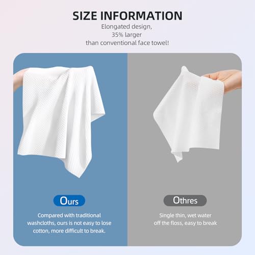 Disposable Biodegradable Face Towels - Soft, Thick Cleansing Wipes for Sensitive Skin, Makeup Removal & Travel (50 Count)