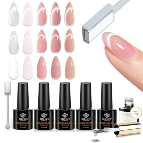 Builder Nude Cat Eye Gel Top Coat & Magnet Set - Modelones 5 Colors Builder Nail Gel