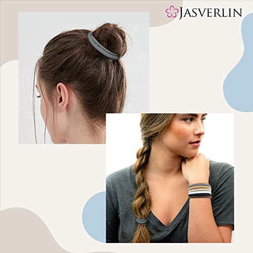 JASVERLIN Gray No Metal Hair Elastics - Strong & Durable 50 Pack