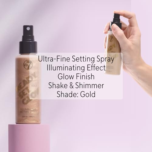 W7 Ready Set Glow Makeup Setting Spray - Long-Lasting Shimmer Finish